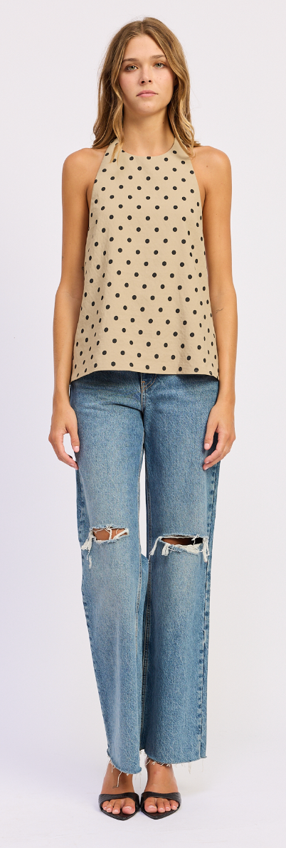 En Saison Hadley Tunic Top in Tan Black