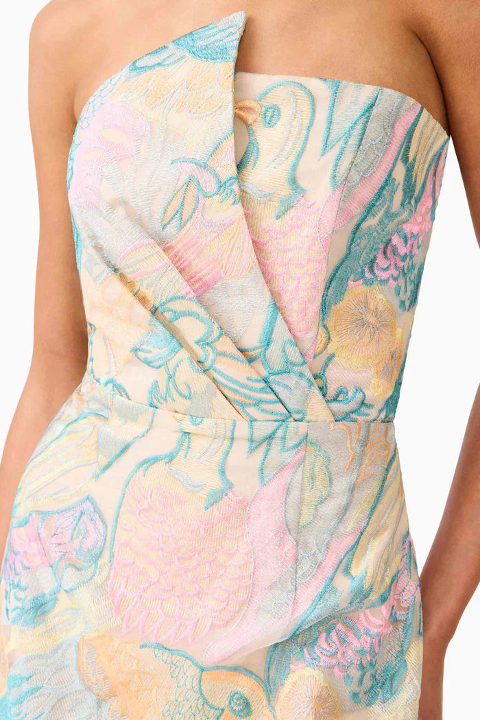 Elliatt Taliah Asymmetrical Mini Dress in Blue Multi