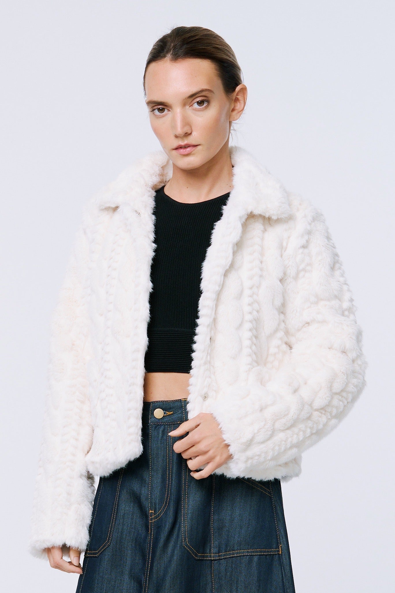 Ciebon Irini Cable Fur Jacket