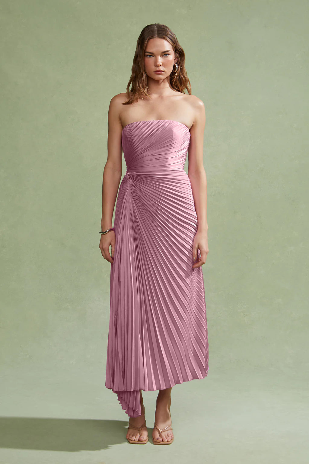 Amur Everyn Pleated Gown in Pink Clay