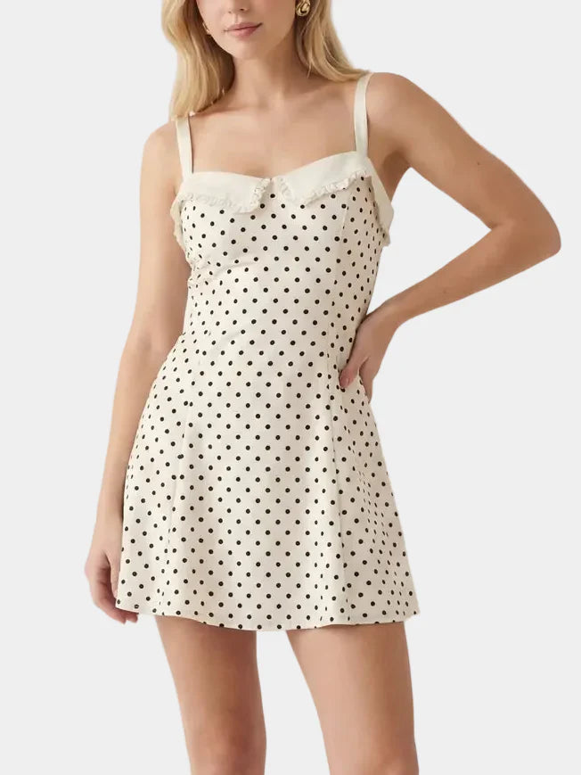 For Love & Lemons Minnie Dot Mini Dress in White