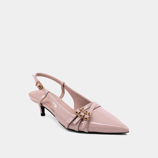Nadja Slingback Kitten Heel in Nude Patent