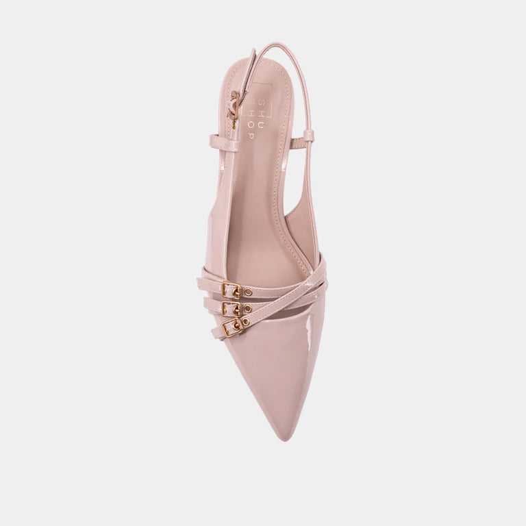 Nadja Slingback Kitten Heel in Nude Patent