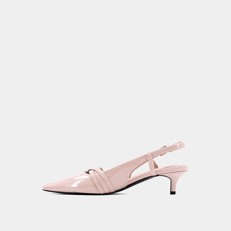 Nadja Slingback Kitten Heel in Nude Patent