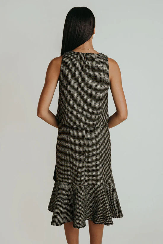 La Roque June Top in Black & Gold Tweed