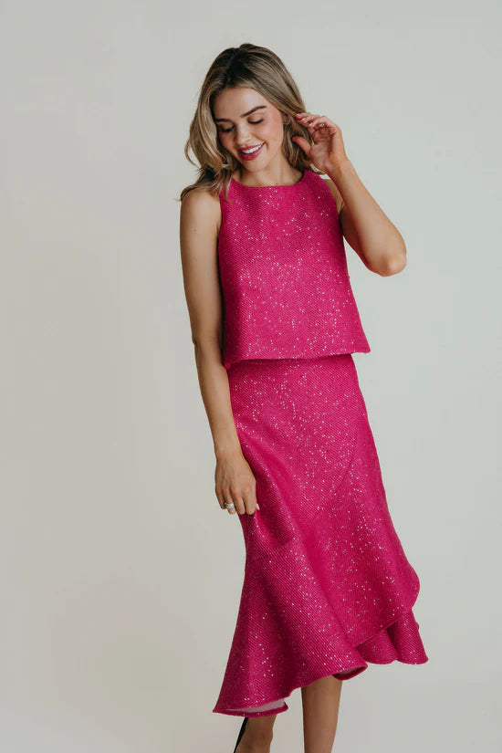 La Roque June Top in Pink Tweed