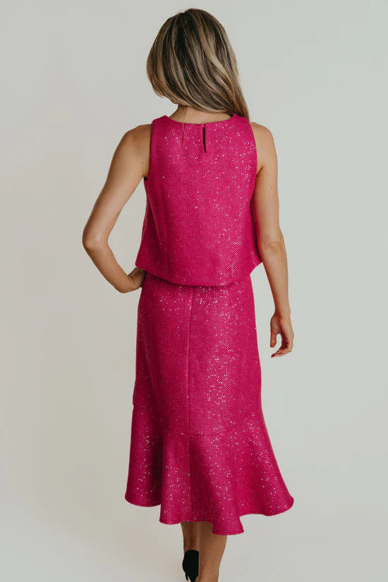 La Roque June Top in Pink Tweed