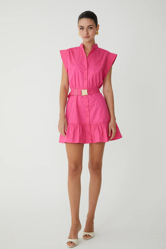 JS71 Chira Mini Dress With Belt in Hot Pink