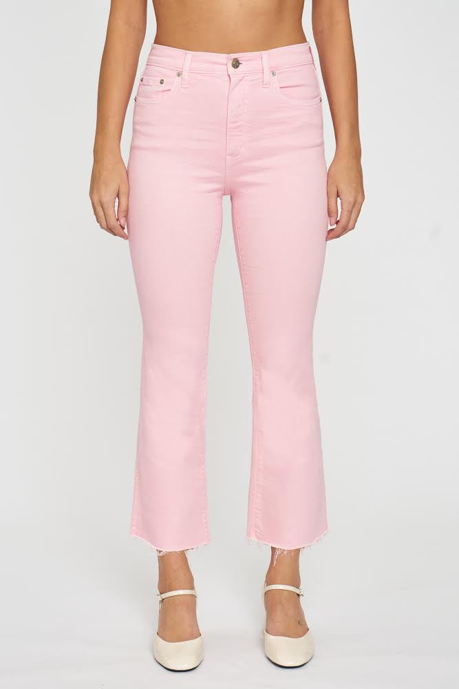 Daze Shy Girl Crop Flare Jean in Blushing