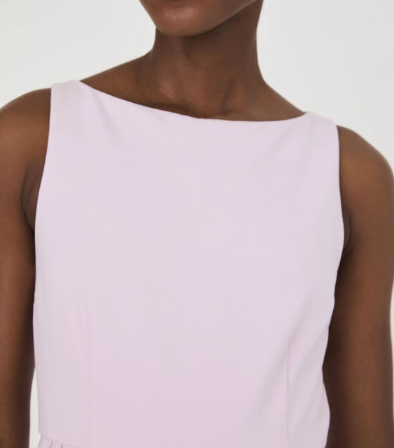 French Connection Whisper Boat Neck Notch Mini Dress in Sweet Pink