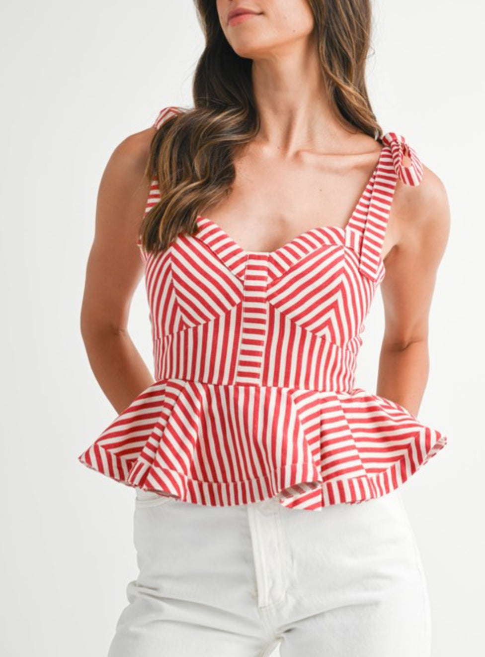 Indy Pin Stripe Peplum Cami Top