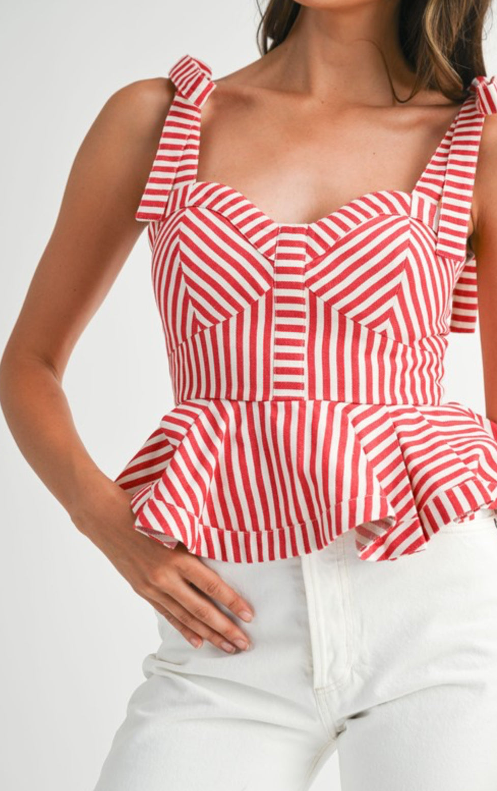 Indy Pin Stripe Peplum Cami Top