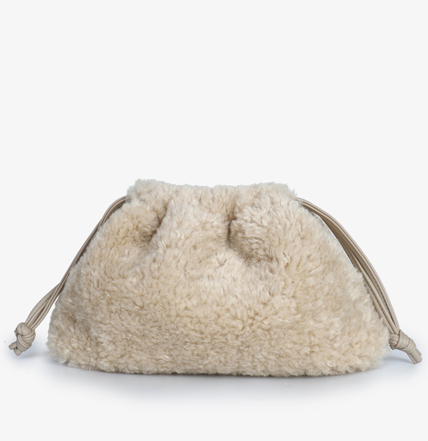 Remi & Reid Lozen Mini Fur Purse in Cream