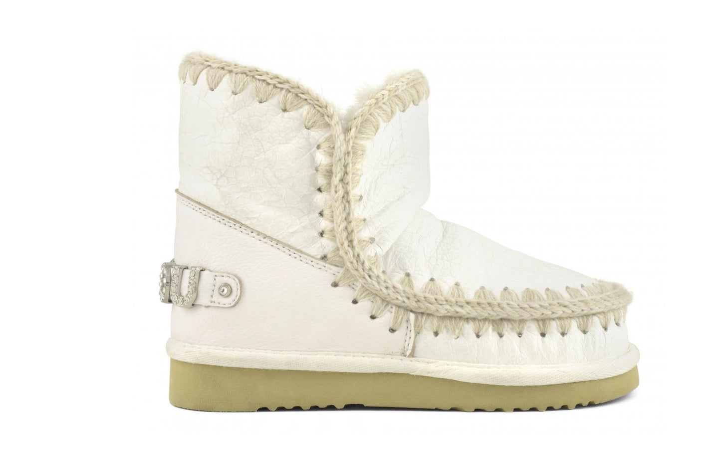 Mou Eskimo 18 Rhinestone Logo Boot in Waxi White