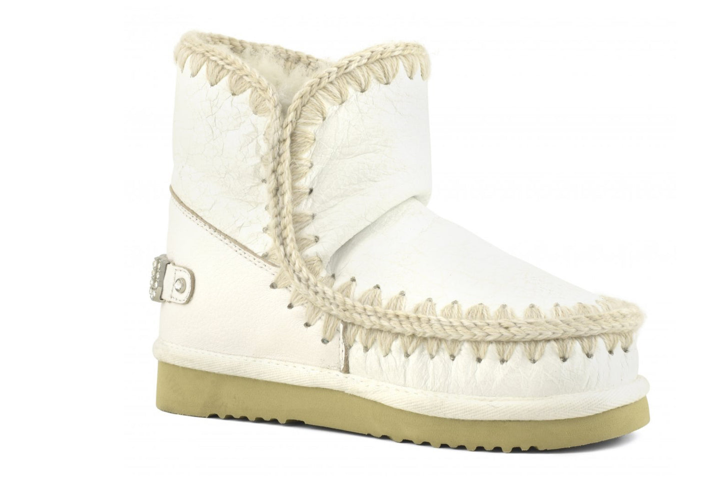 Mou Eskimo 18 Rhinestone Logo Boot in Waxi White
