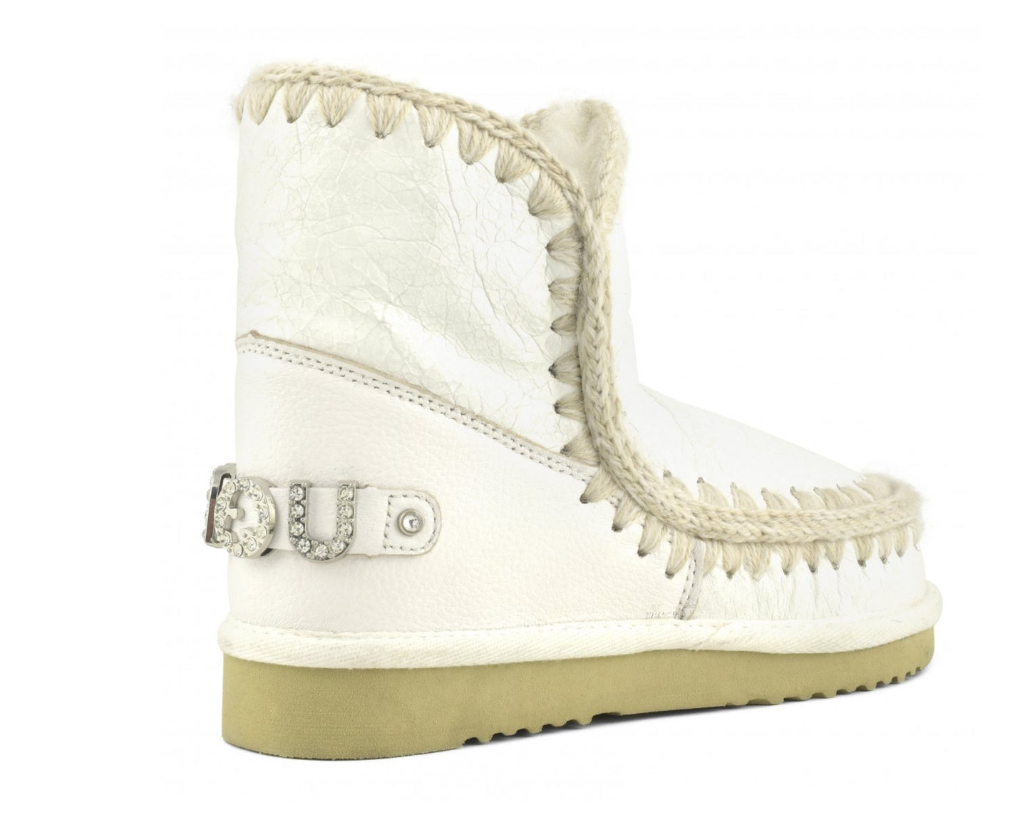 Mou Eskimo 18 Rhinestone Logo Boot in Waxi White