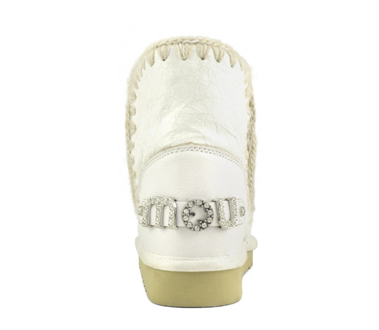 Mou Eskimo 18 Rhinestone Logo Boot in Waxi White