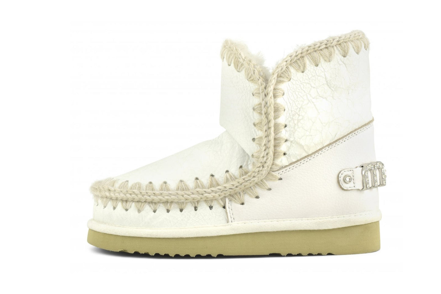 Mou Eskimo 18 Rhinestone Logo Boot in Waxi White