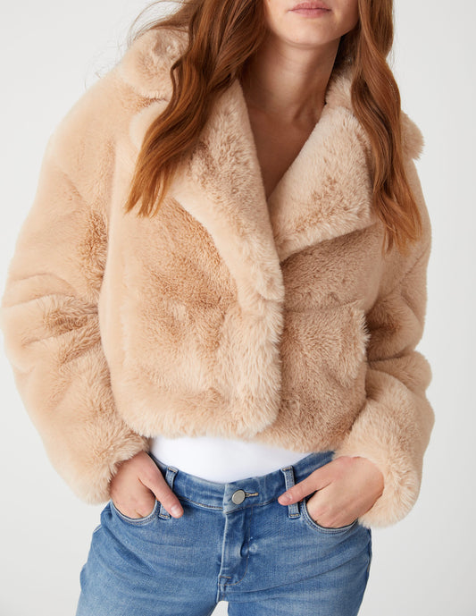 Blank NYC Fur Jacket in Oatmeal Crush