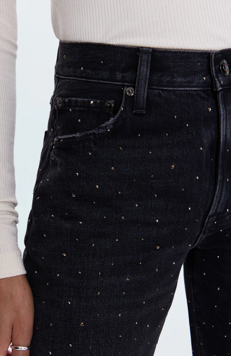 Pistola Lexi Mid Rise Bowed Straight Jean in Silver Screen