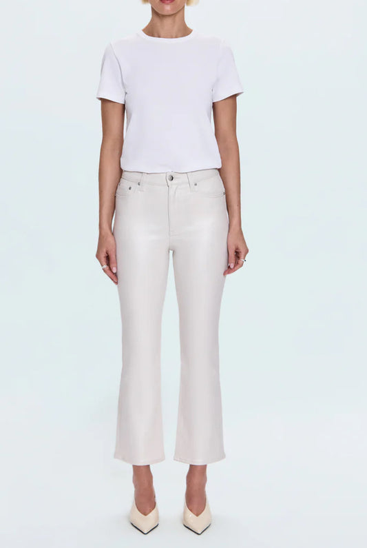 Pistola Lennon High Rise Crop Boot Jean in Ivory Luster