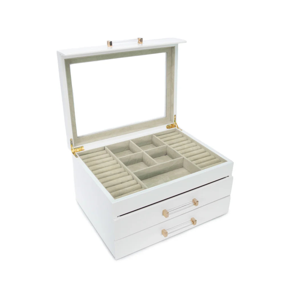 Brouk & Co 3 Clear Lid Jewelry Box in White