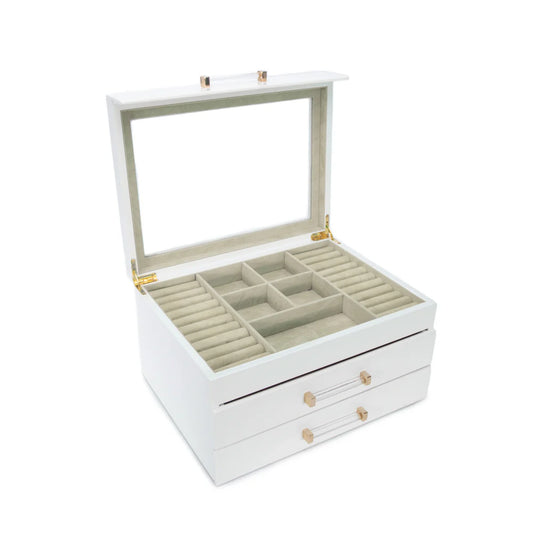 Brouk & Co 3 Clear Lid Jewelry Box in White