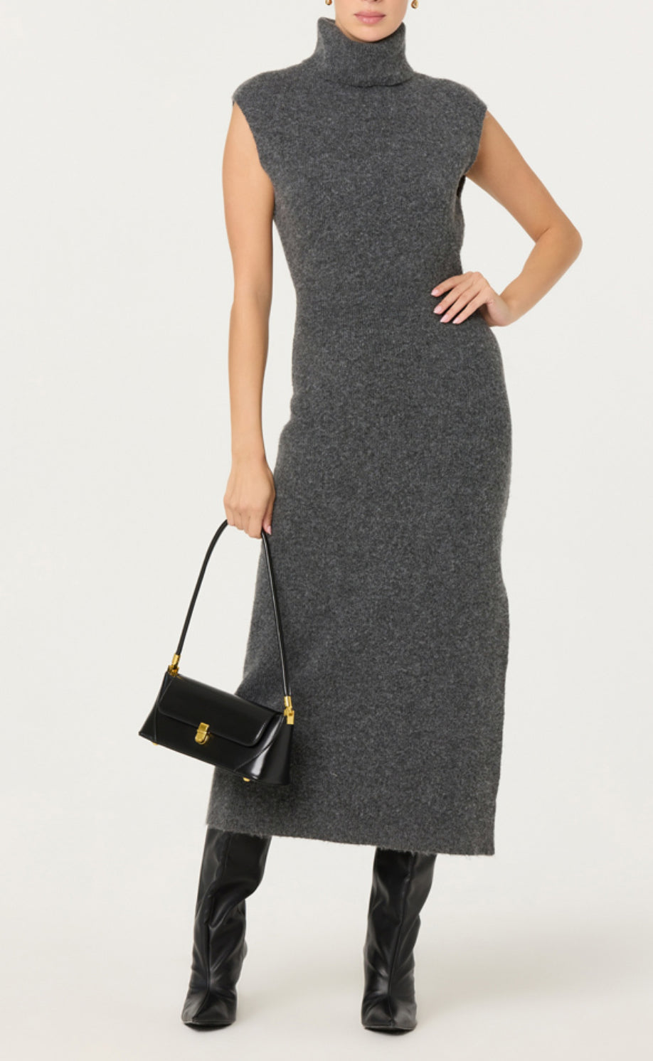 ASTR Roxanna Sweater Dress in Charcoal