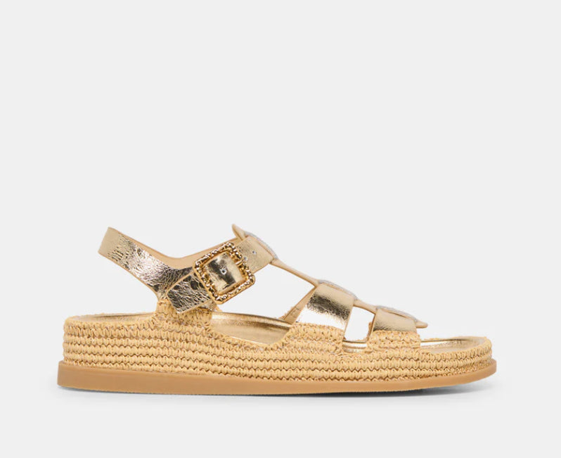 Dolce Vita Shenna Sandals in Gold Distressed Leather