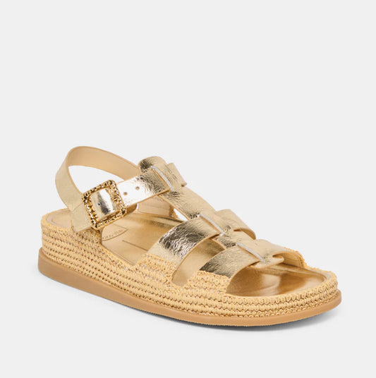 Dolce Vita Shenna Sandals in Gold Distressed Leather