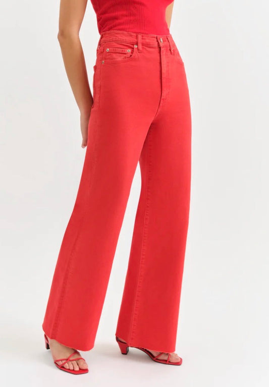 Daze Far Out High Rise Wide Leg Denim in Cherry