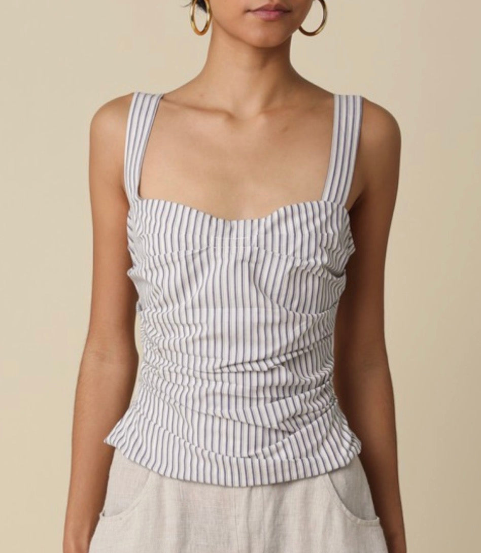 Anderson Striped Top in White Blue