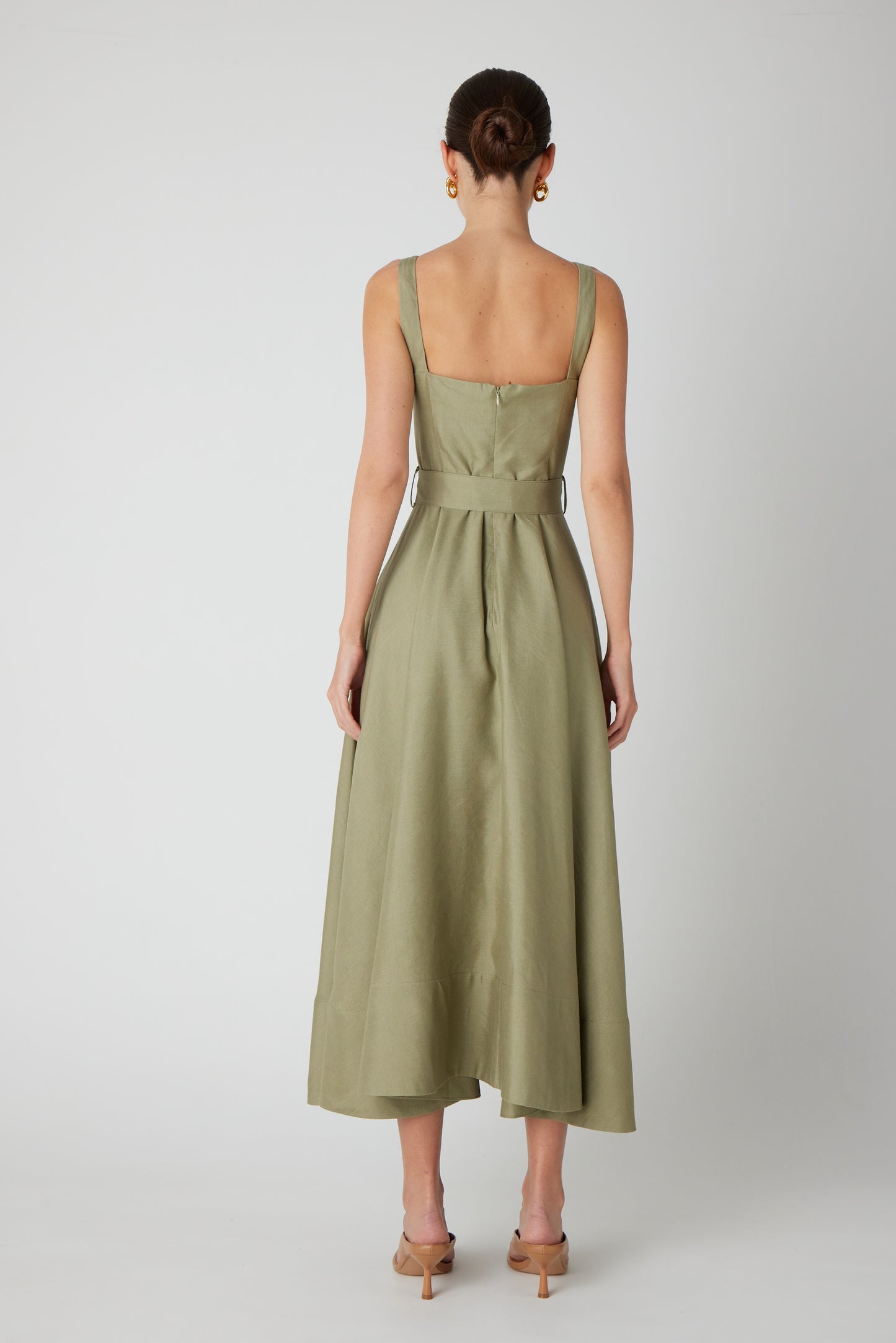 JS71 Eloise Linen Blend Dress in Sage Green