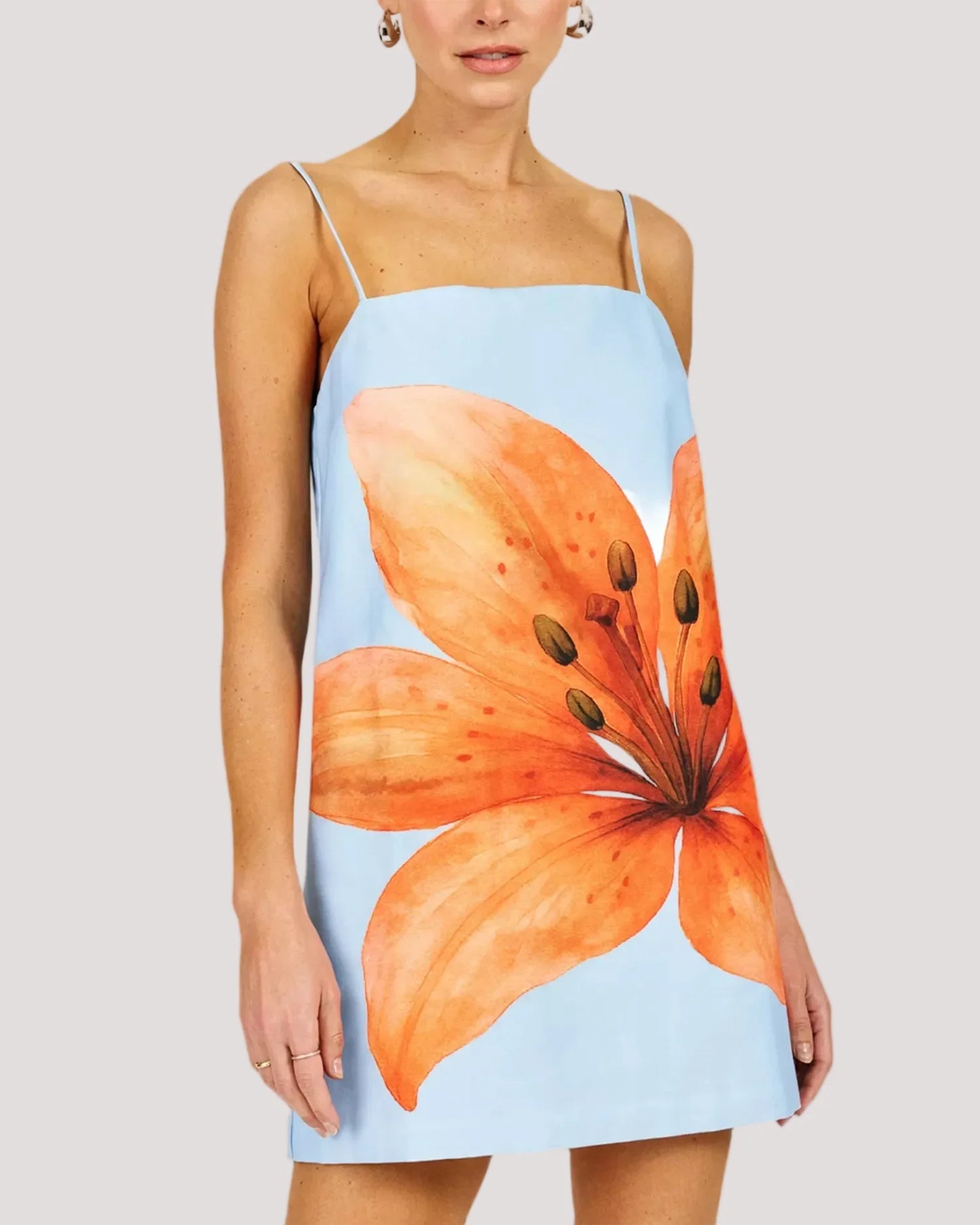 Line & Dot Avah Mini Dress in Blue Orange