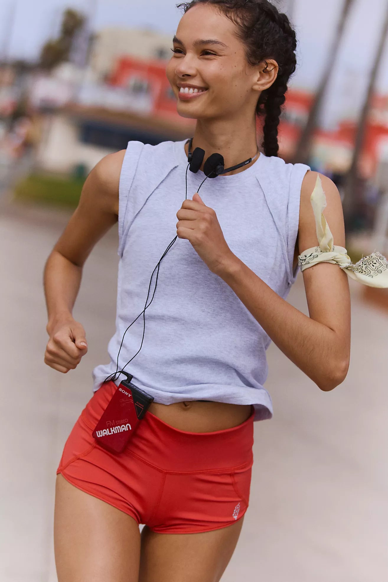 FP Movement Love My Twist Muscle Tee in White Heather Grey
