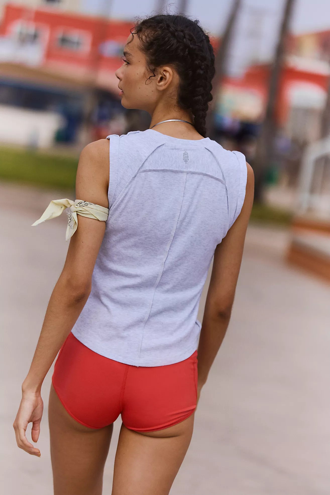 FP Movement Love My Twist Muscle Tee in White Heather Grey