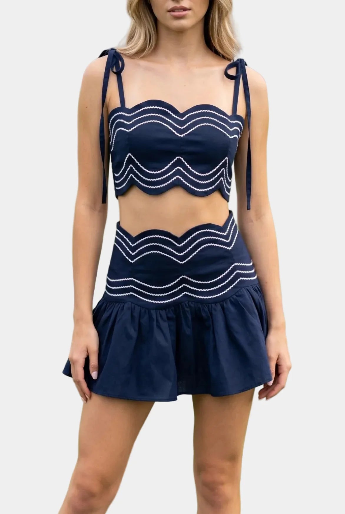 Lila Ric Rac Top & Skort Set in Navy
