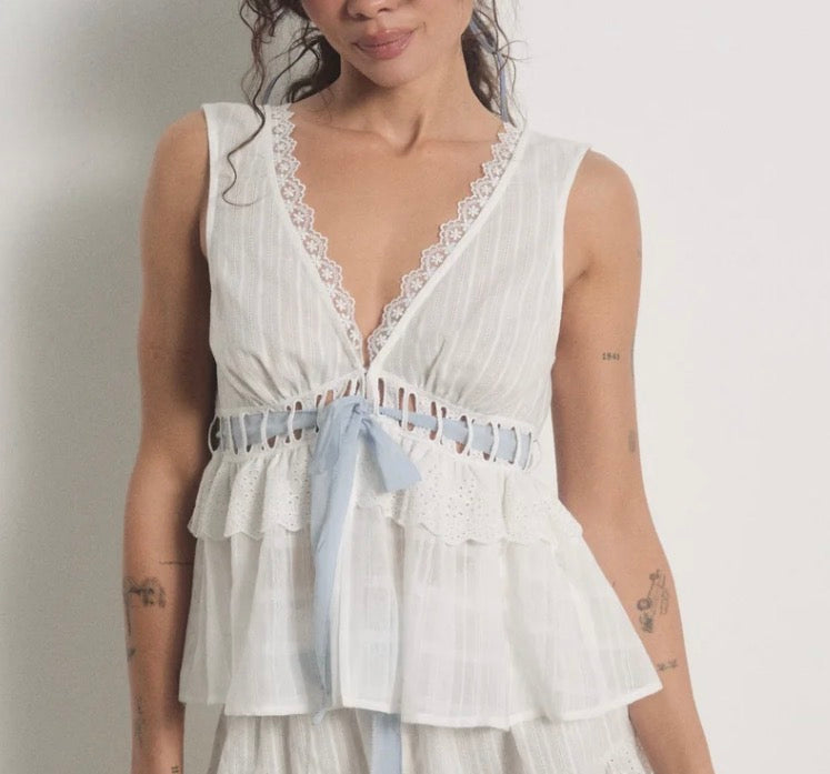 For Love & Lemons Jia Top in White