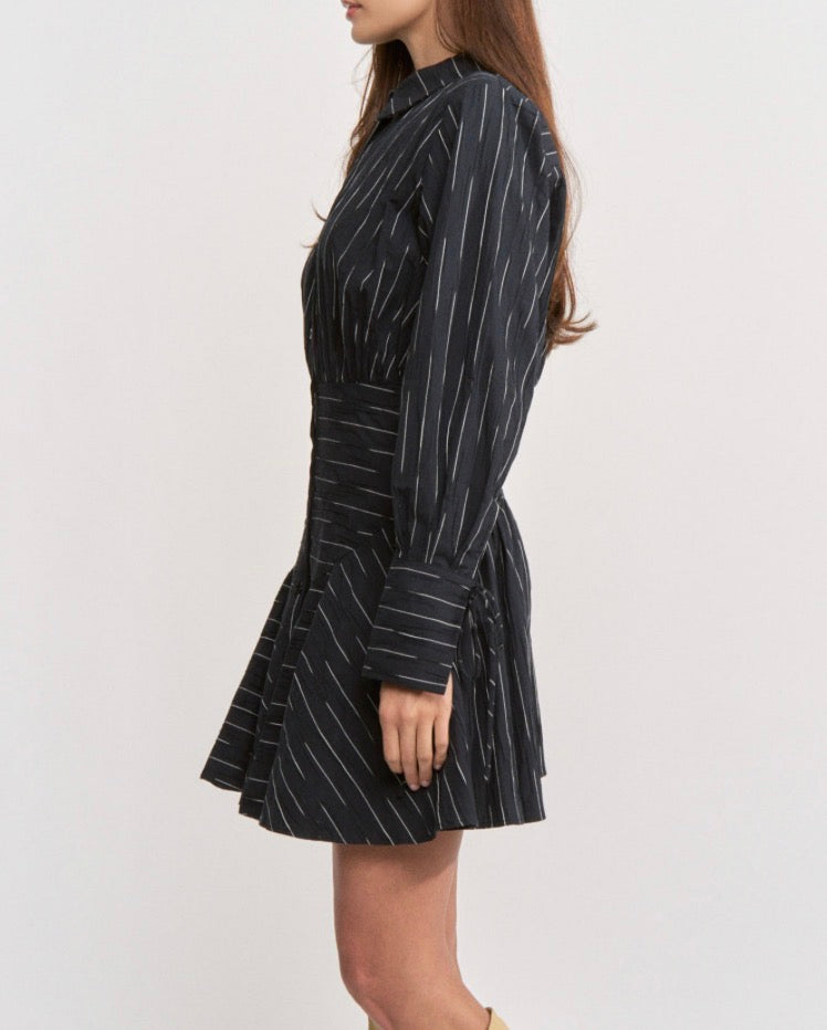 En Saison Tricia Mini Shirt Dress in Black Ivory