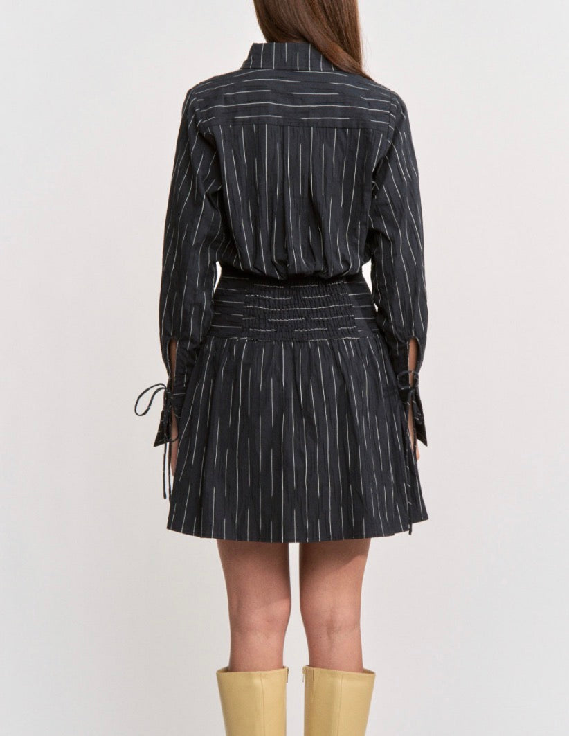 En Saison Tricia Mini Shirt Dress in Black Ivory