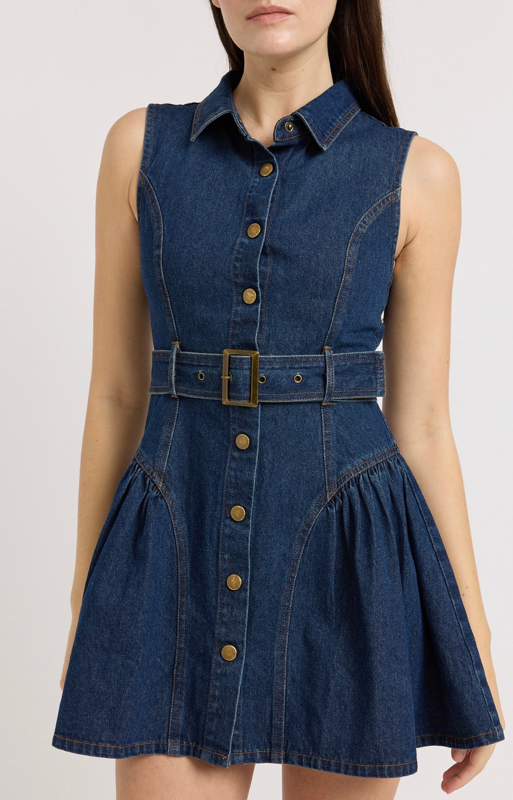 En Saison Paige Mini Belt Dress in Indigo