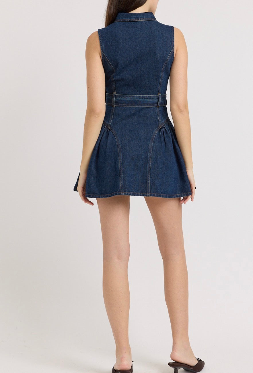 En Saison Paige Mini Belt Dress in Indigo