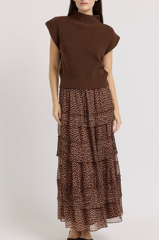 En Saison Jane Sweater Vest in Dark Brown