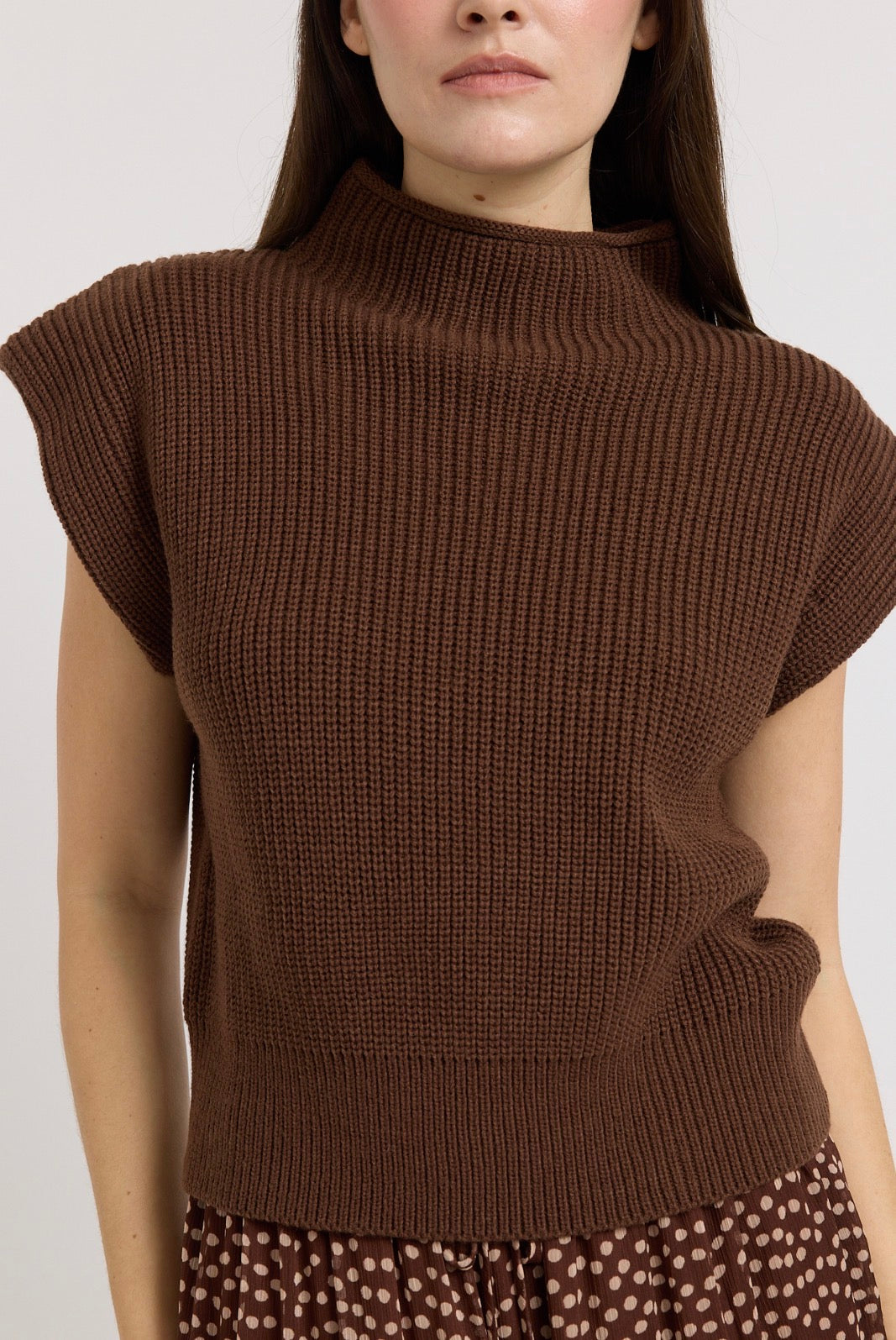 En Saison Jane Sweater Vest in Dark Brown