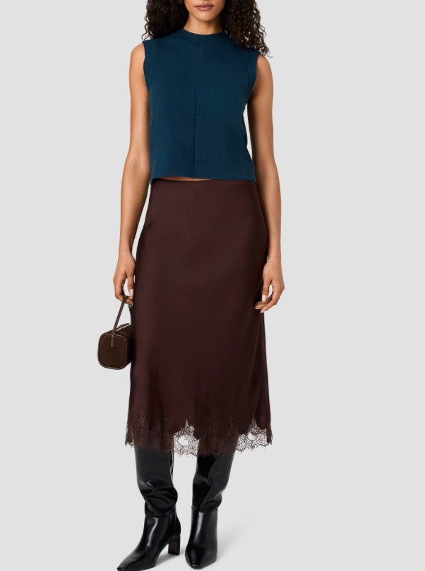 French Connection Babysoft Vertical Crewneck Sleeveless Top in Deep Teal