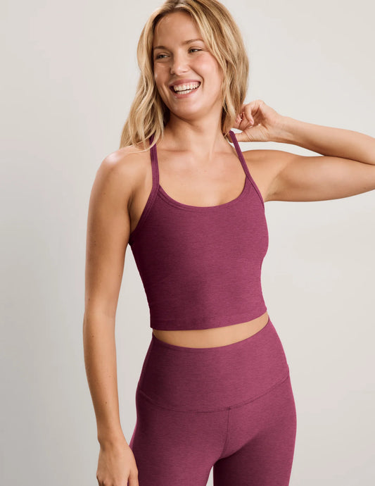 Beyond Yoga Spacedye Slim Racerback Cropped Tank in Pomegranate Heather