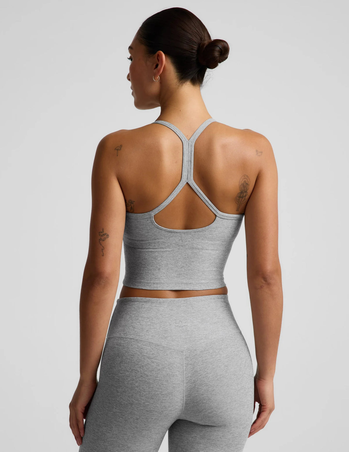 Beyond Yoga Spacedye Slim Racerback Cropped Tank in Silver Mist
