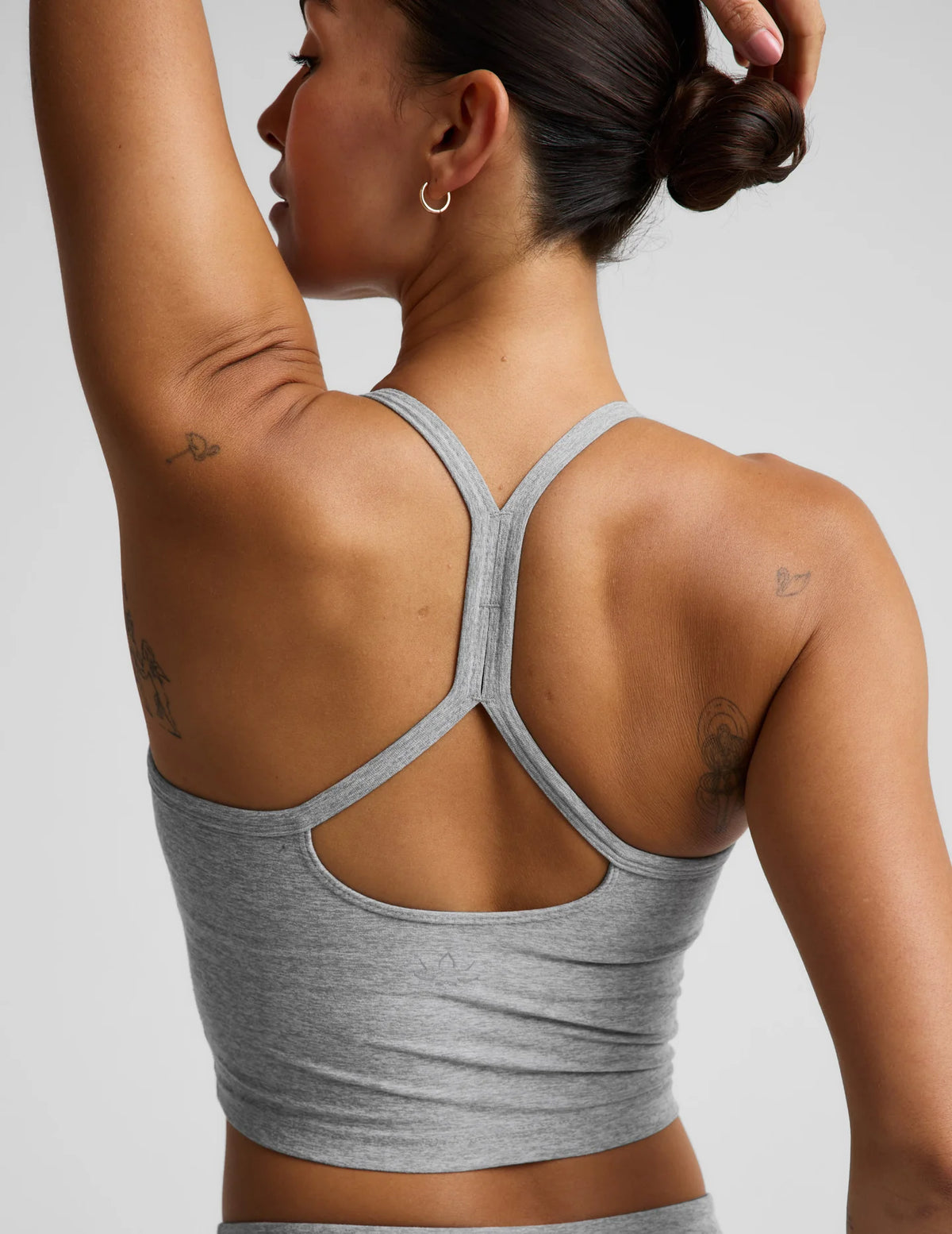 Beyond Yoga Spacedye Slim Racerback Cropped Tank in Silver Mist