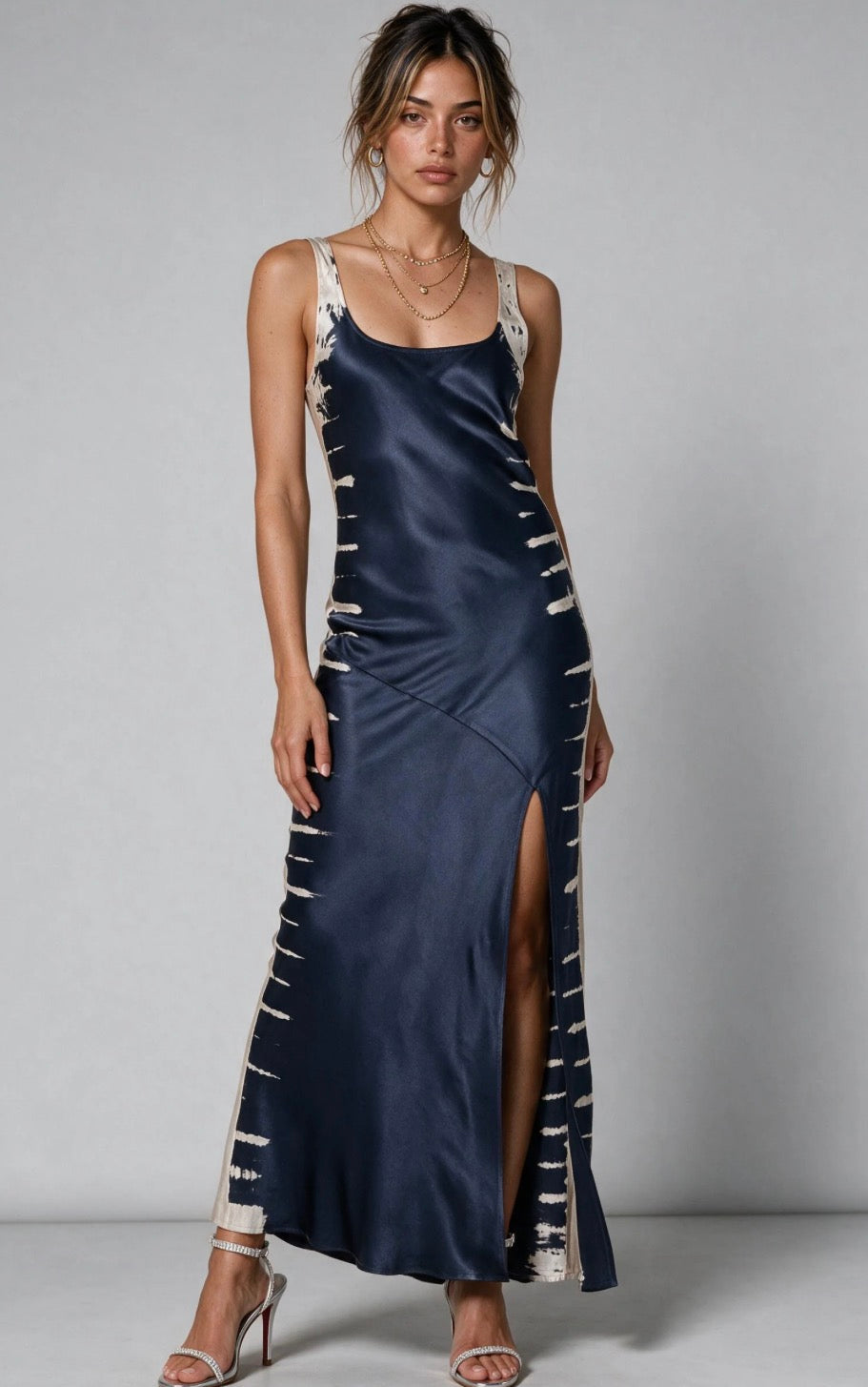YFB Onita Slip Dress in Steel Grey Tree Wash