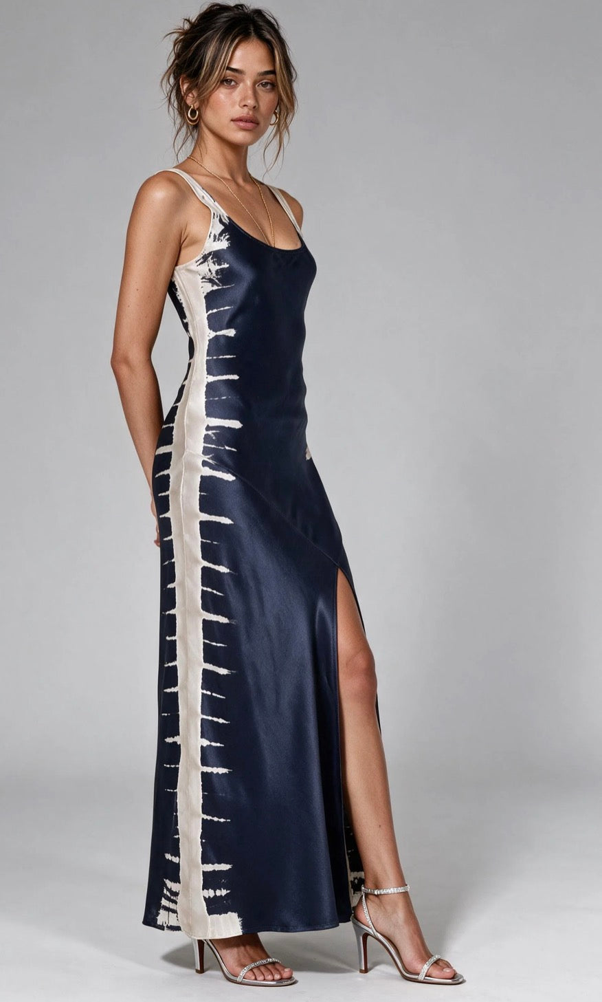 YFB Onita Slip Dress in Steel Grey Tree Wash